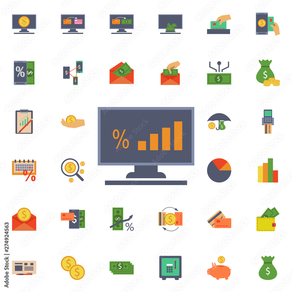Poster coin on the monitor screen icon. universal set of banking for website design and development, app de