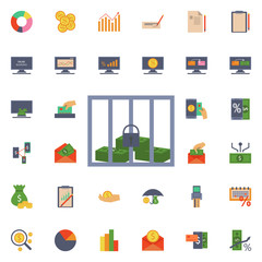 Money in a cage icon. Universal set of banking for website design and development, app development