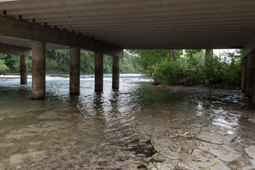 Under bridge in the river