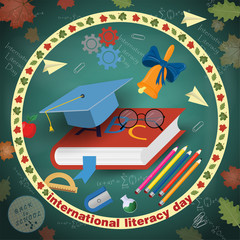 illustration design_18_on school theme, international literacy day, back to school, flat style