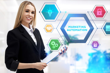 The concept of business, technology, the Internet and the network. A young entrepreneur working on...