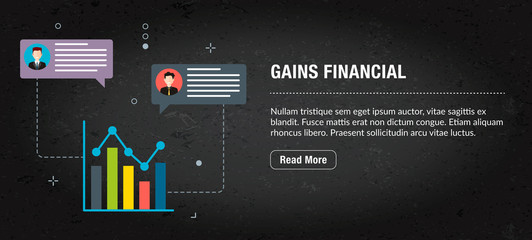 Gains financial concept of banner internet with icons in vector.