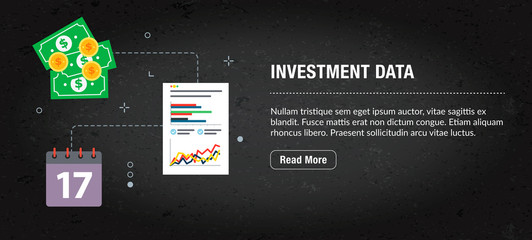 Investment data banner internet with icons in vector.