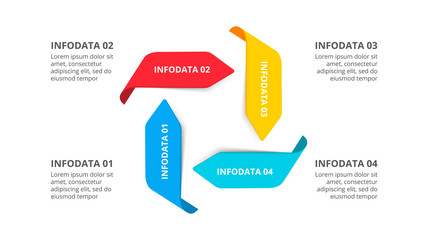 Vector cycle arrows infographic. Template for presentation with 4 options, parts, steps or processes