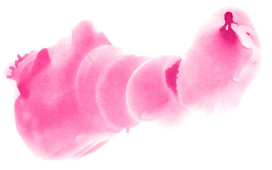 Abstract watercolor background hand-drawn on paper. Volumetric smoke elements. Pink color. For design, web, card, text, decoration, surfaces.