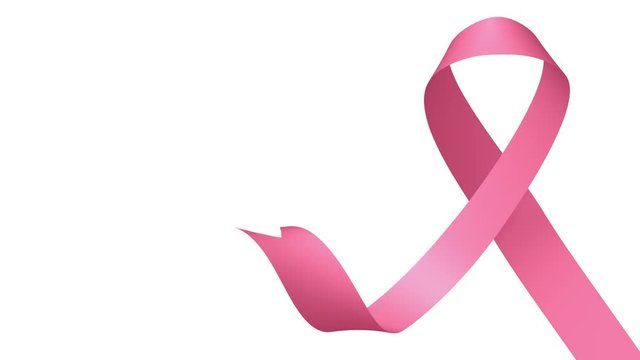 Pink ribbon, symbol of breast cancer awareness campaign in october month, 3D animation with luma matte alpha channel included