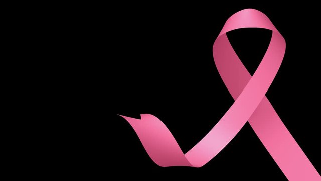 Pink ribbon, symbol of breast cancer awareness campaign in october month, 3D animation with alpha channel included, PNG