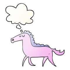 cartoon horse and thought bubble in smooth gradient style