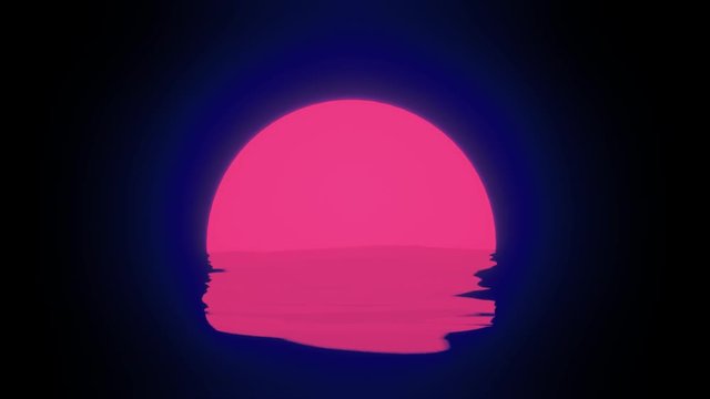3D rendered pink abstract with reflection in water waves looks like moon shining with copy space for cartoon flim