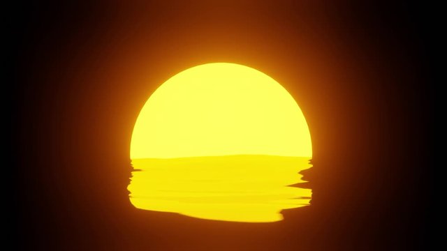 3D rendered yellow abstract with reflection in water waves looks like sun shining with copy space for cartoon flim