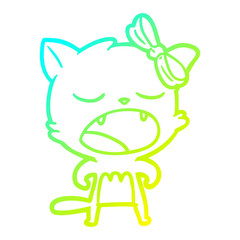 cold gradient line drawing cartoon cat meowing