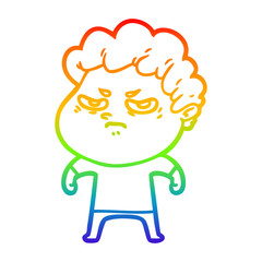 rainbow gradient line drawing cartoon angry man