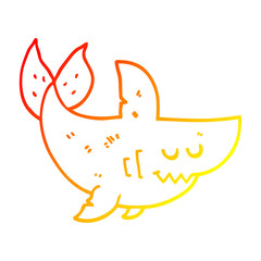 warm gradient line drawing cartoon shark