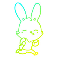 cold gradient line drawing cartoon running rabbit