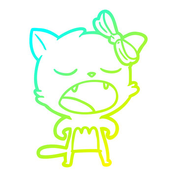 recommend clip art: cold gradient line drawing cartoon cat meowing