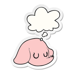 cartoon elephant face and thought bubble as a printed sticker