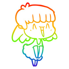 rainbow gradient line drawing cartoon woman