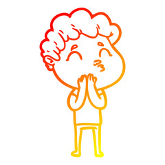 warm gradient line drawing cartoon man pouting