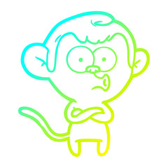 cold gradient line drawing cartoon surprised monkey