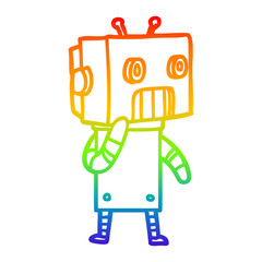 rainbow gradient line drawing cartoon robot