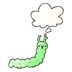cartoon caterpillar and thought bubble in smooth gradient style
