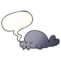 cartoon walrus and speech bubble in smooth gradient style