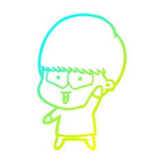 cold gradient line drawing cartoon happy boy