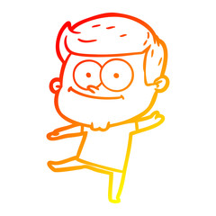 warm gradient line drawing cartoon happy man