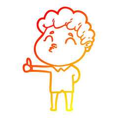 warm gradient line drawing cartoon man pouting