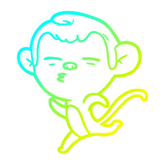 cold gradient line drawing cartoon suspicious monkey