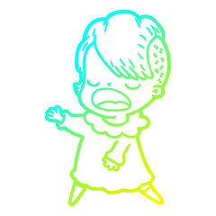 cold gradient line drawing cartoon cool hipster girl talking