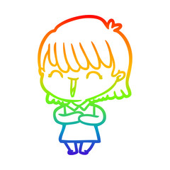 rainbow gradient line drawing cartoon woman