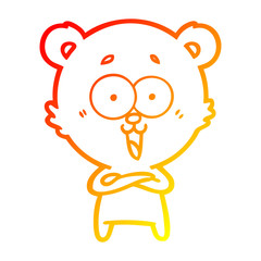 warm gradient line drawing laughing teddy  bear cartoon
