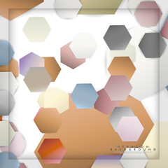 abstract vector hexagon background with color stone and brick gradient and shadow