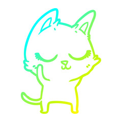 cold gradient line drawing calm cartoon cat