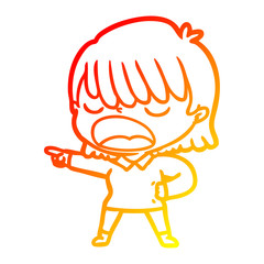warm gradient line drawing cartoon woman talking loudly