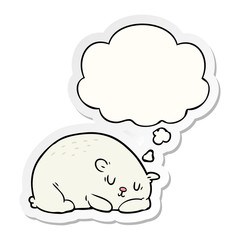 cartoon polar bear and thought bubble as a printed sticker