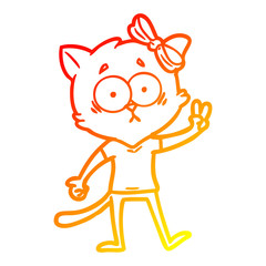 warm gradient line drawing cartoon cat