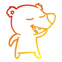 warm gradient line drawing cartoon bear