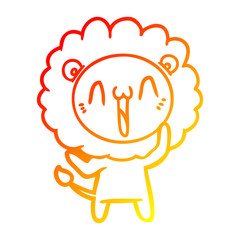 warm gradient line drawing happy cartoon lion