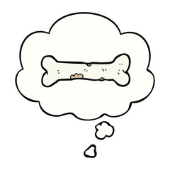 cartoon bone and thought bubble