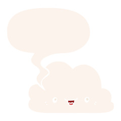 cute cartoon cloud and speech bubble in retro style