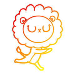 warm gradient line drawing cartoon running lion
