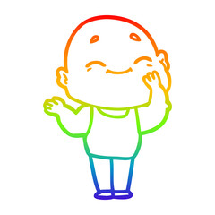 rainbow gradient line drawing cartoon happy bald man