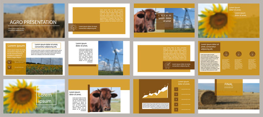 Agro presentation template design. Vector infographics. Flyer and leaflet corporate marketing advertising annual report banner. Multipurpose template for presentation slide.