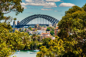 Sydney Harbour Bridge one of the most famous landmarks in Sydney, New South Wales, Australia. It's also the widest long-span bridge in the world