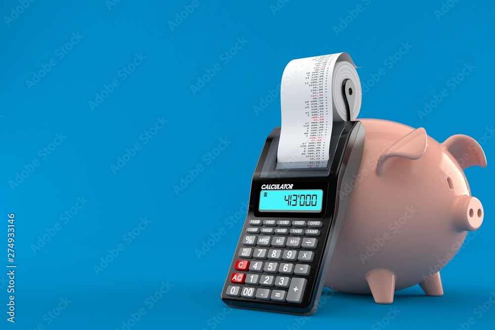 Canvas Prints piggy bank with calculator