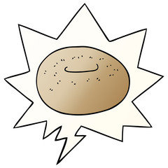 cartoon donut and speech bubble in smooth gradient style