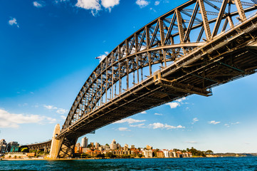Sydney Harbour Bridge one of the most famous landmarks in Sydney, New South Wales, Australia. It's also the widest long-span bridge in the world