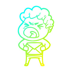 cold gradient line drawing cartoon furious man